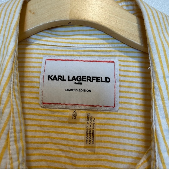 Karl Lagerfeld Yellow Striped Shirt with Patch Size XL - Picture 4 of 6